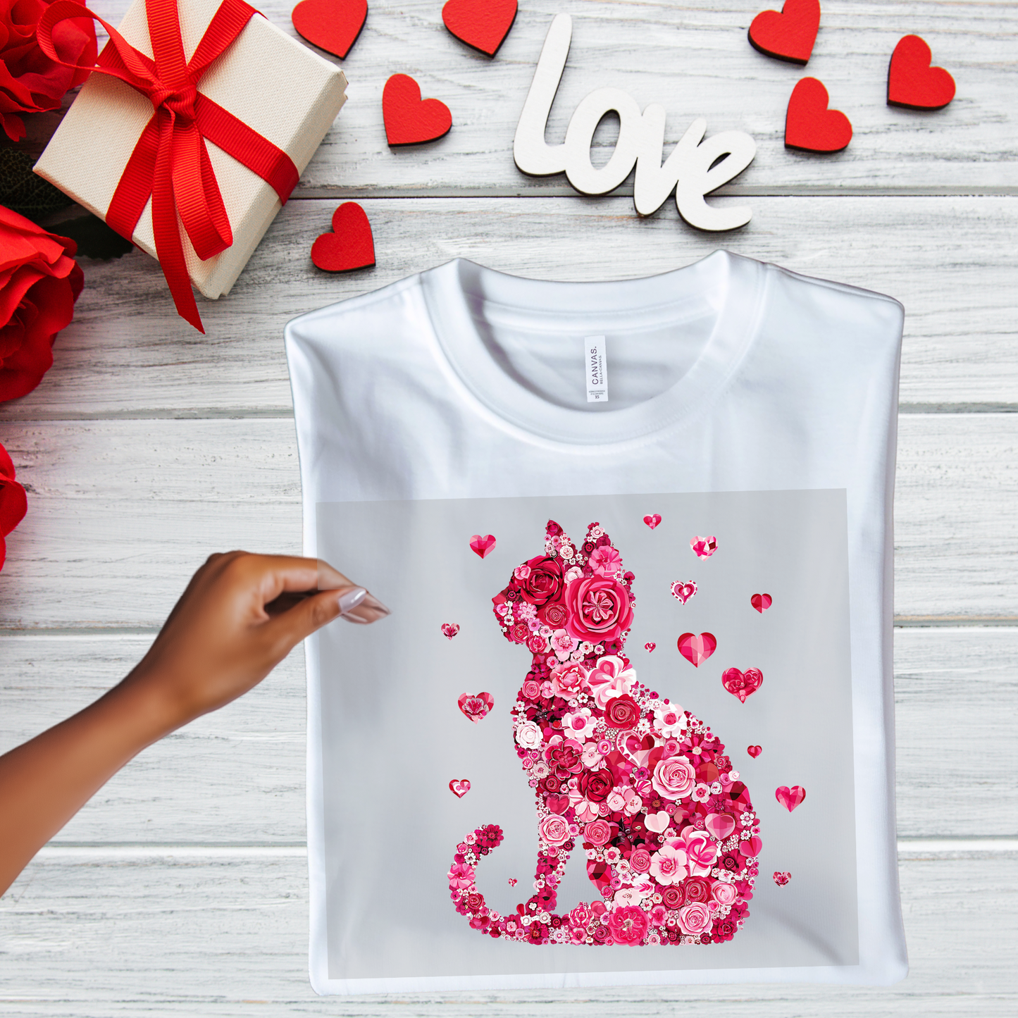 Flower Print Cat Transfer