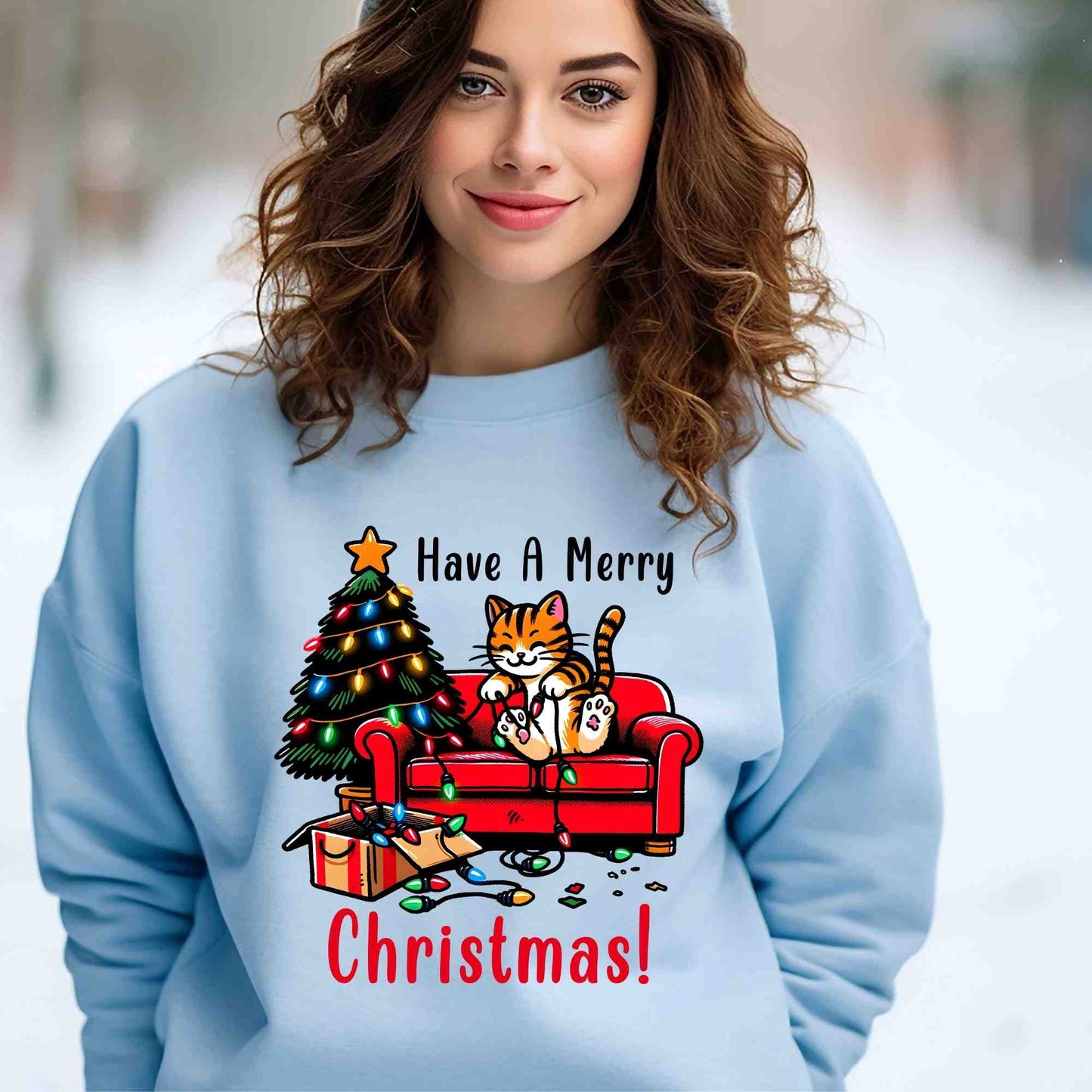 Have a Merry Christmas Cat DTF print