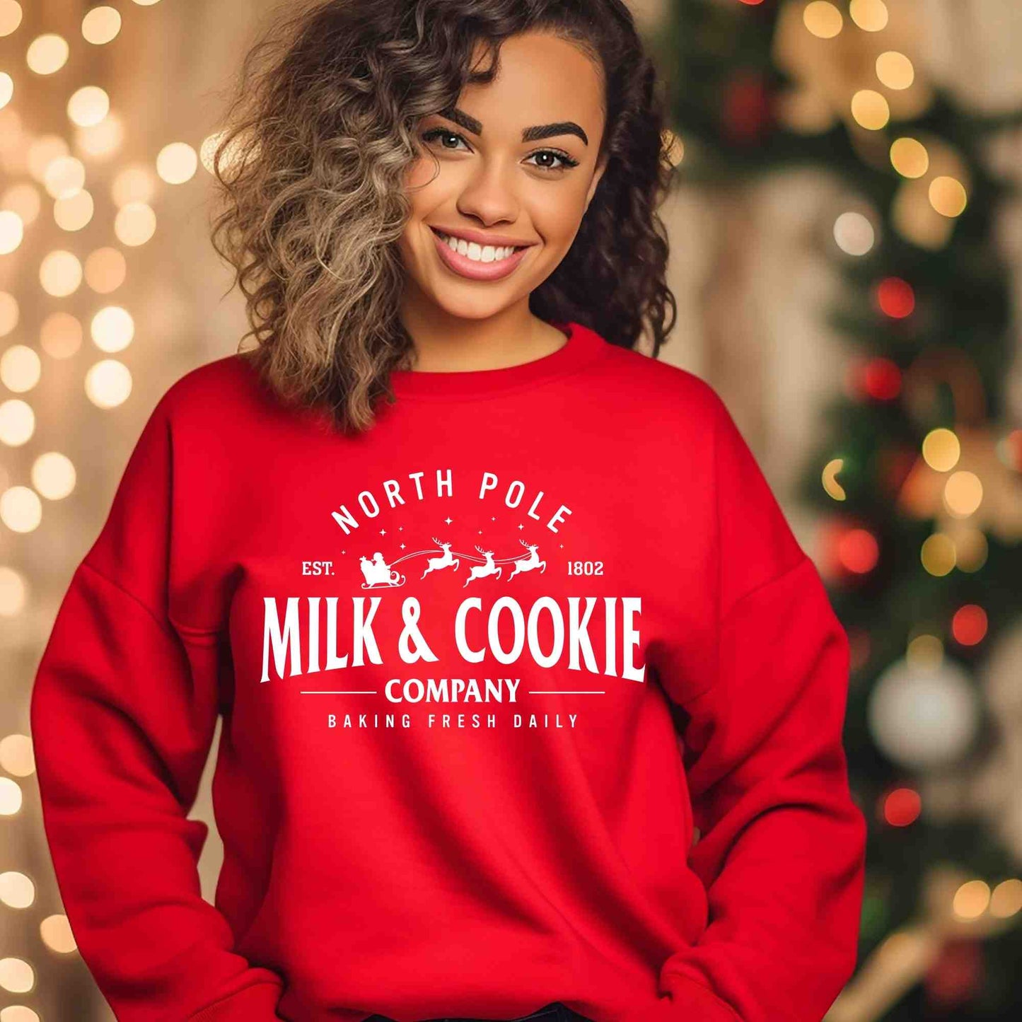 North Pole Cookies & Milk White DTF print