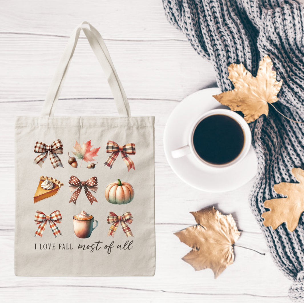 Fall items with coquette bows DTF print