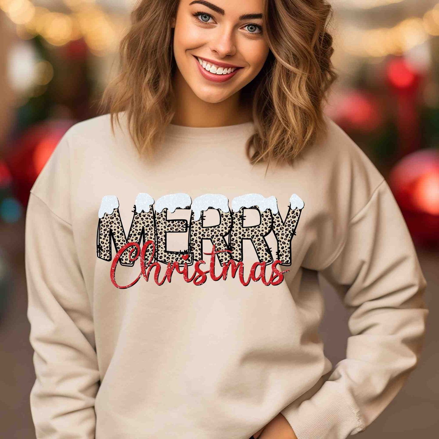 Cheetah Merry Christmas DTF print