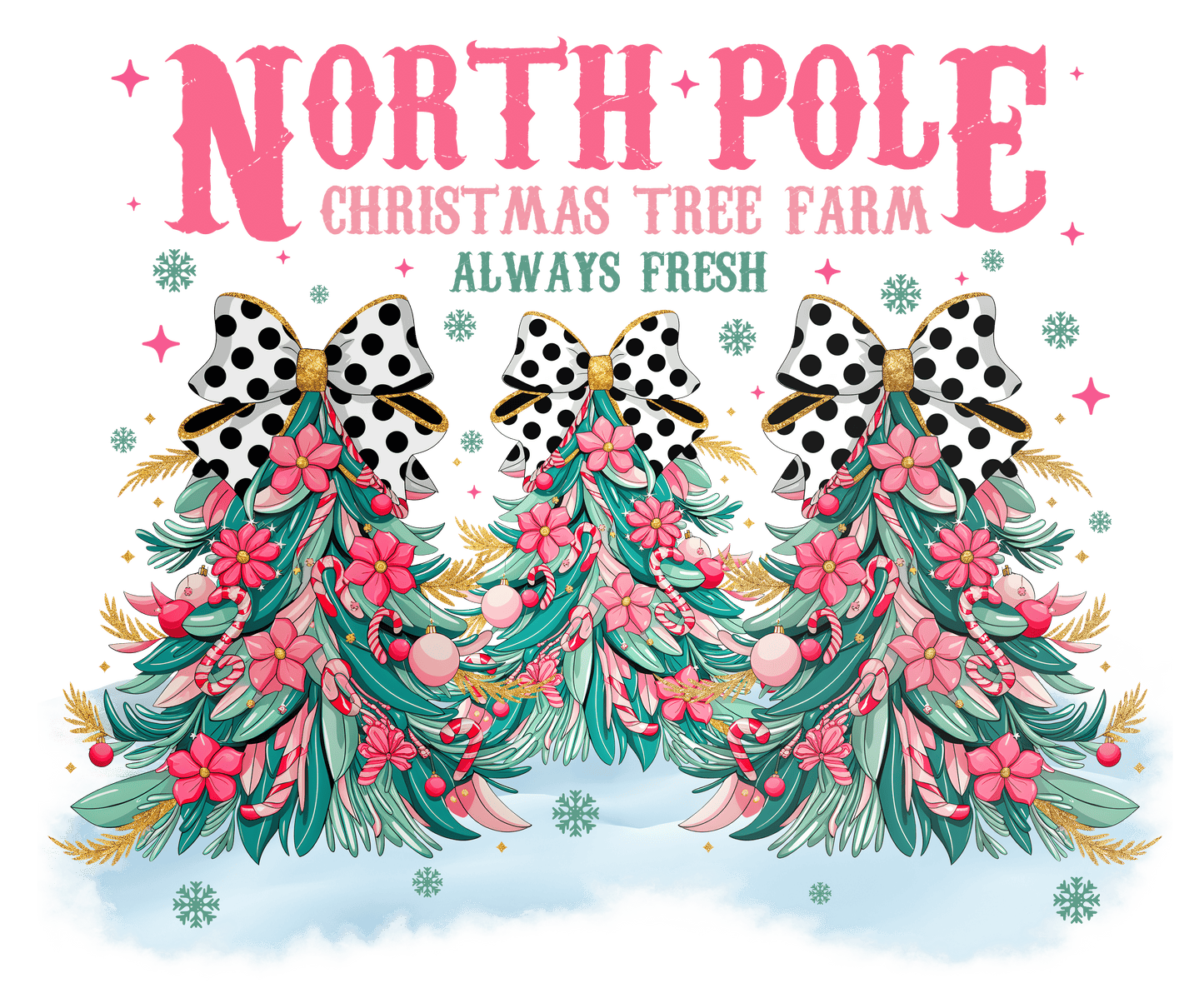 Pink North Pole DTF print