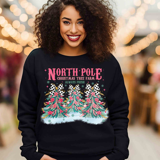 North Pole Pink Trees DTF print