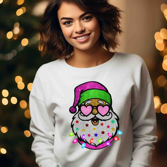 Santa Faux Glitter DTF print