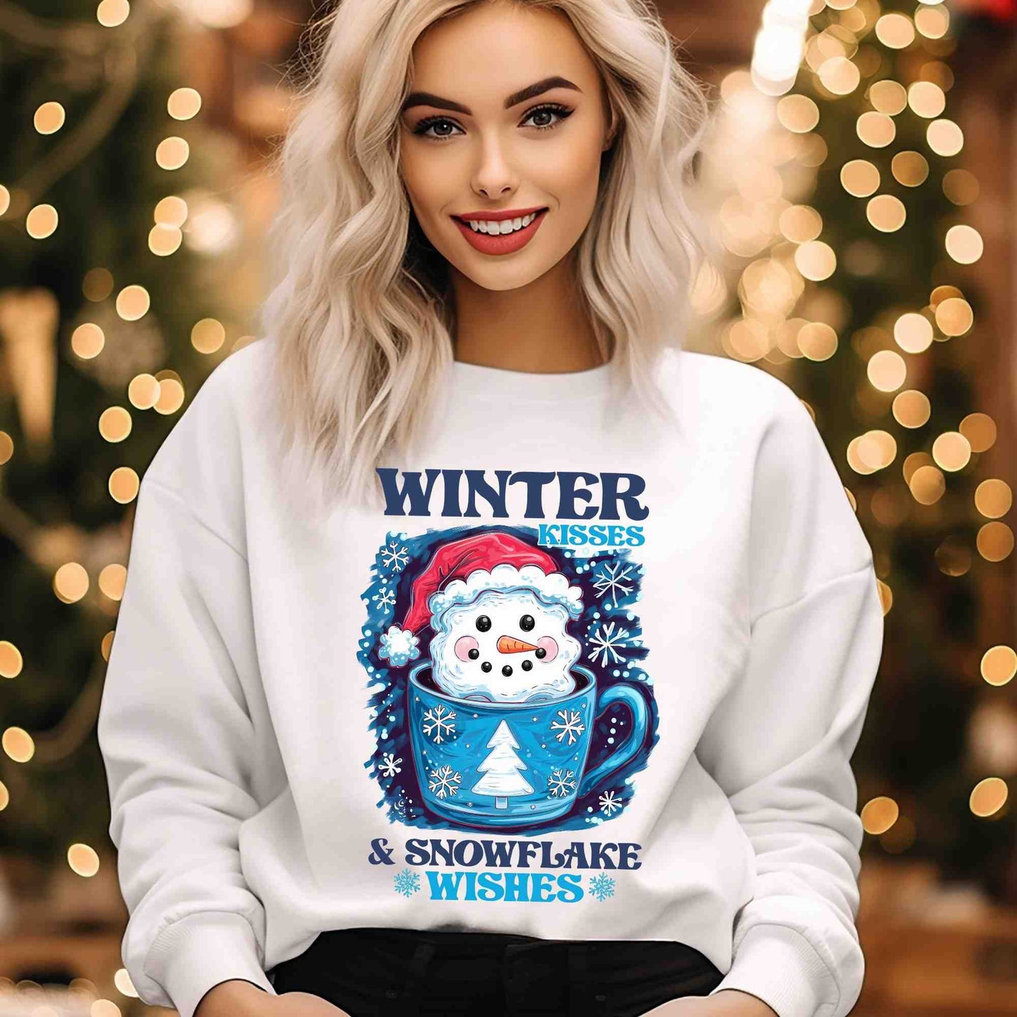 Winter Kisses and snowflake wishes DTF print