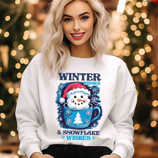 Winter Kisses and snowflake wishes DTF print