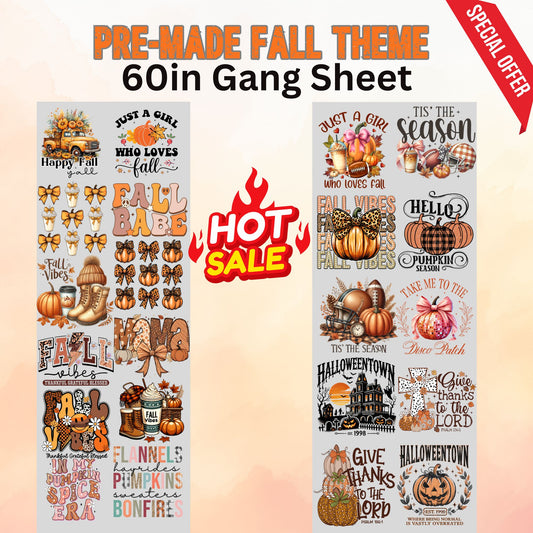 PRE-MADE FALL THEME GANG SHEET 60in